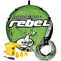 Rebel Kit | 1 Rider Towable Tube, Pump & Rope for Boating