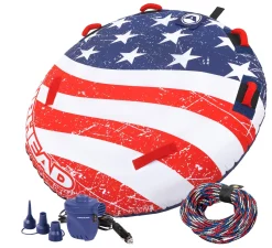 Stars & Stripes Kit | 1 Rider Towable Tube, Pump, Rope for Boating